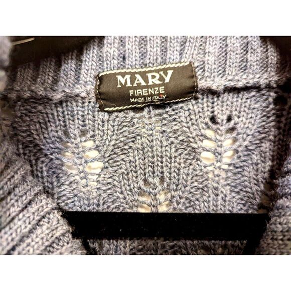 Mary Firenze Italy Women's Sweater Size M Acrylic Wool Slate Blue Cap Sleeve - Picture 4 of 9